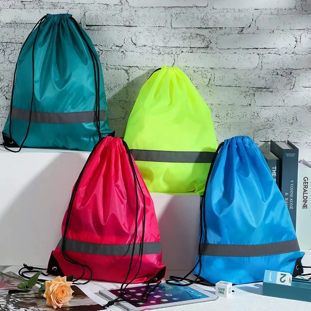 43x34cm Portable Drawstring Reflective Backpack Outdoor Gym Swimming Sports Travel Bag Waterproof Beach Pocket 240808