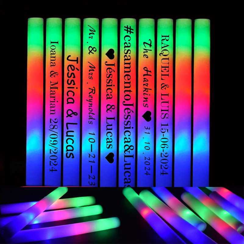 30/60pcs LED Glow Foam Stick Flashing Glow Batons Customized Personalized Glow Cheer Tube Glow In The Dark Wedding Xmas Party Y240807