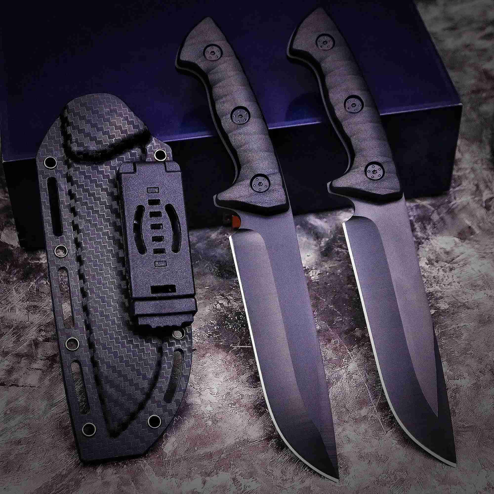 WPKOPYA(USA) Full Tang 440 Hunting Straight Knife +K Sheath Camping survival knife outdoor tactical knifeXJ240808