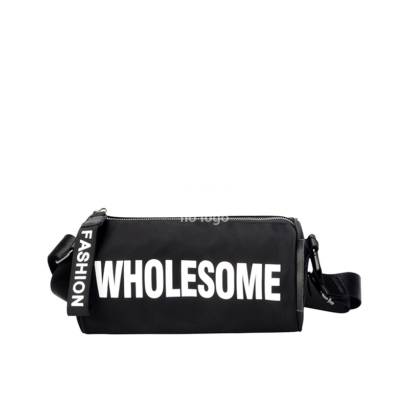 New Oxford cloth cylinder crossbody bag trend printed letter single shoulder women's bag fashion small bag