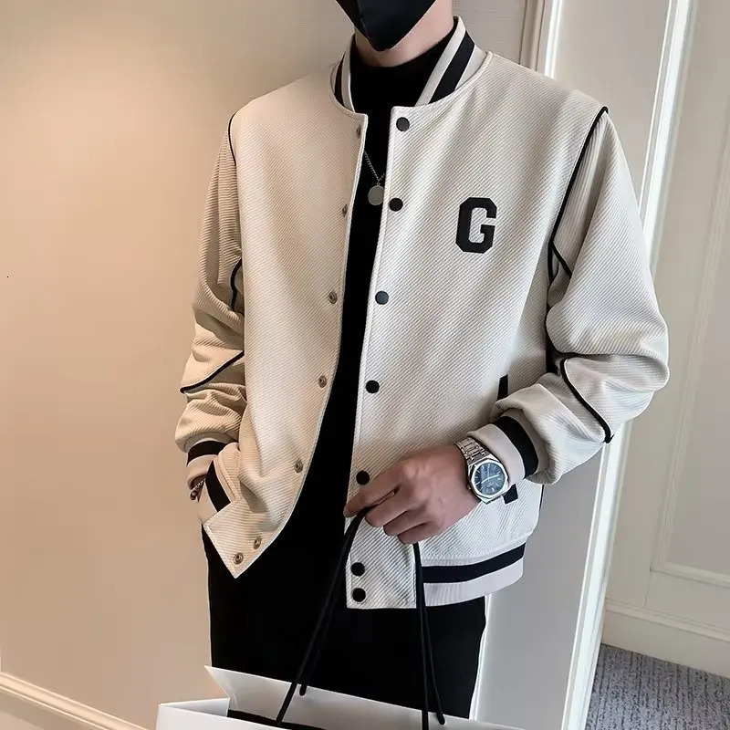mens solid color stand up collar long sleeved button down casual jacket S3XL 240827