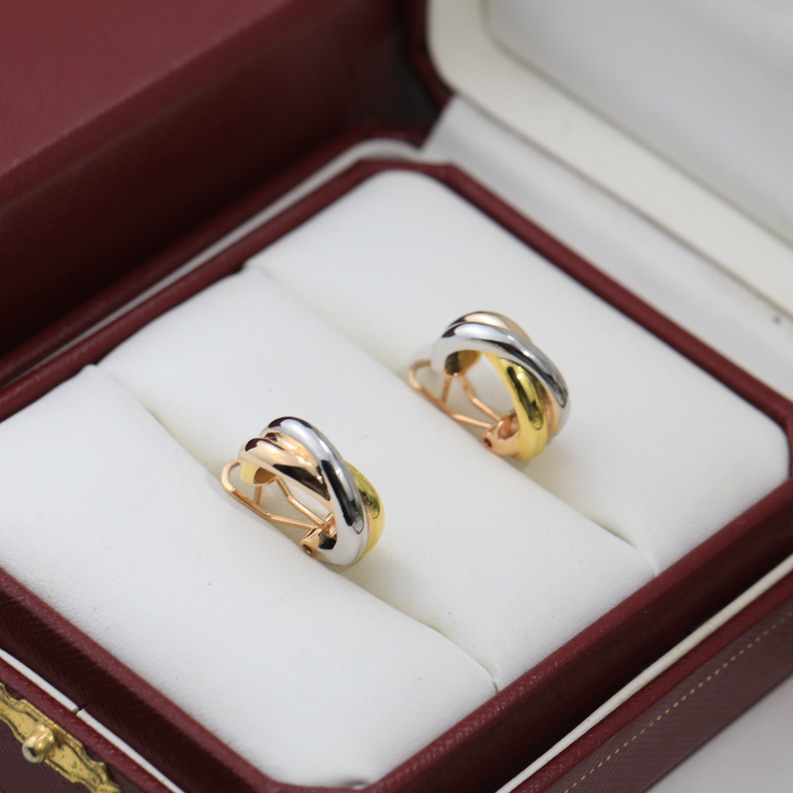 trinity earring charms for woman stud designer Gold plated 18K T0P quality classic style 925 silver Gold plated 18 K jewelry European size fashion with box 013