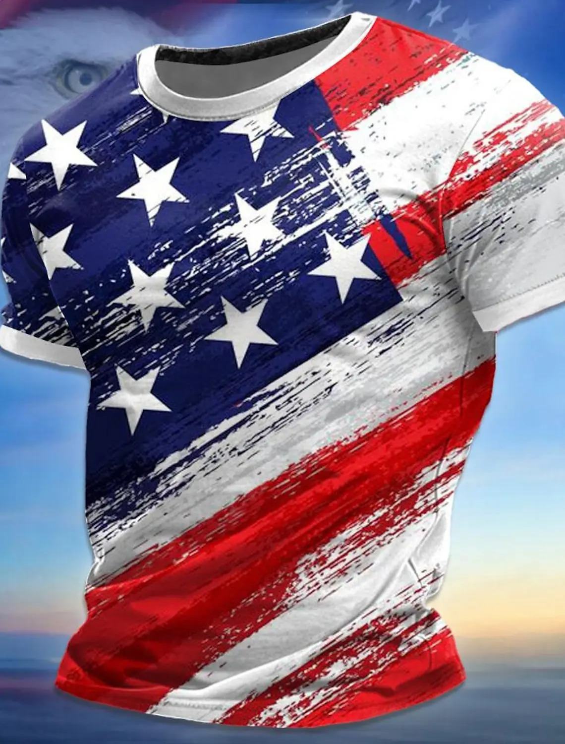 American Flag Street style mens 3D printed T-shirt Tee Street American Independence Day T-shirt Crew collar short sleeved summer240807