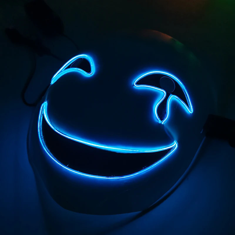 Anime LED Glowing Halloween Mask Full Face Neon Light Up Mask Cosplay Costume Crying Smile Clown Luminous Mask Supplies 240808
