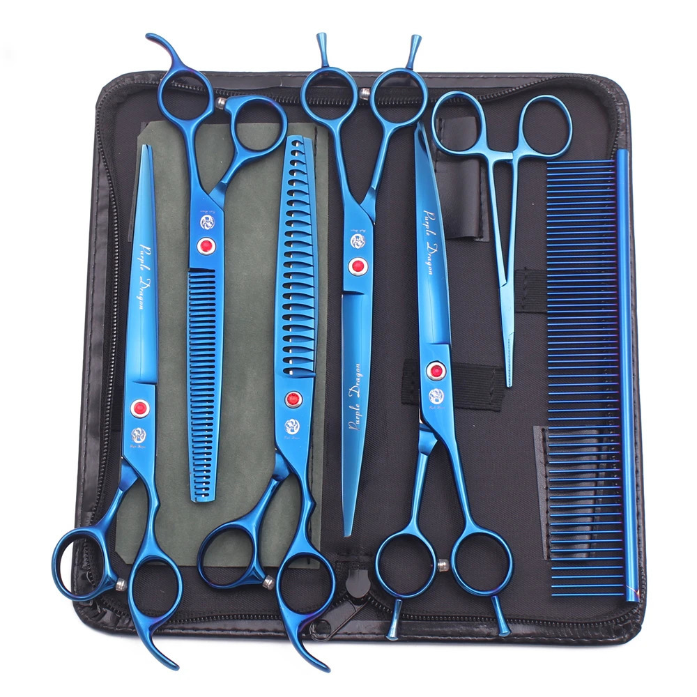 Purple Dragon 8 Inch Dog Grooming Scissors Thinning Shears Professional Cat Pet Scissors Hair Cutting High Quality Z3015-b 240729