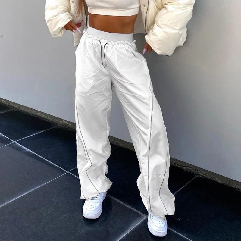 Parachute Cargo Pants Women With Pockets Quick Dry Hiking Pants Lightweight Waterproof Baggy Joggers Loose Wide Leg Pants 240807
