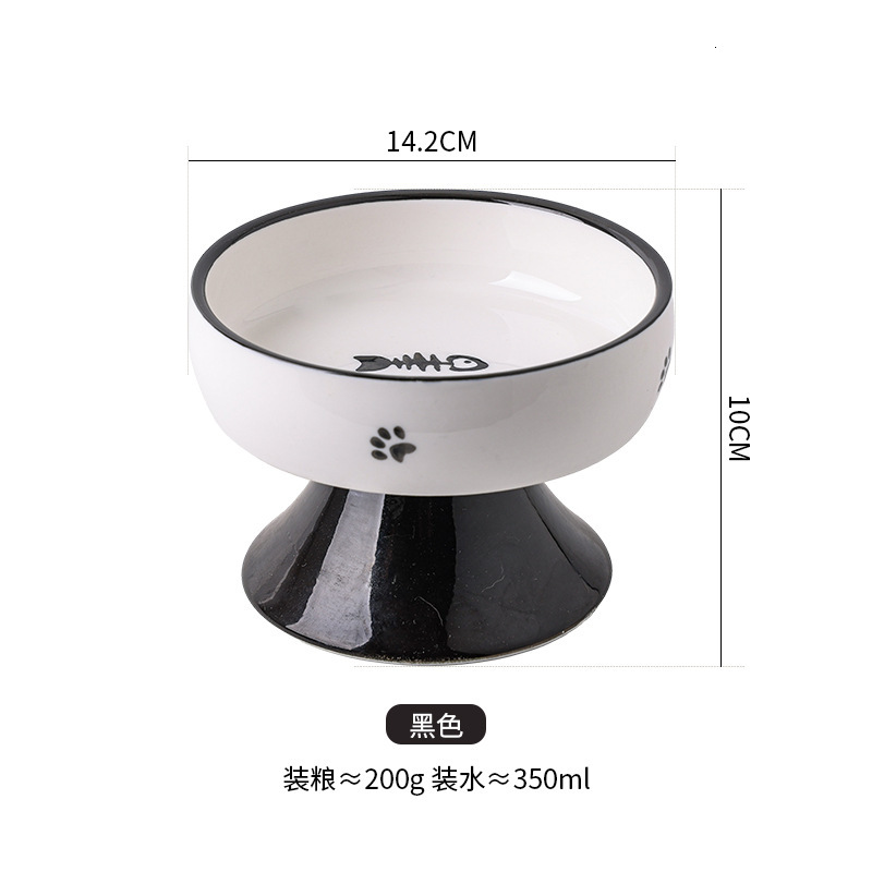 cat high foot ceramic dinner plate water dispenser rice feeding bowl protect cervical pet cats