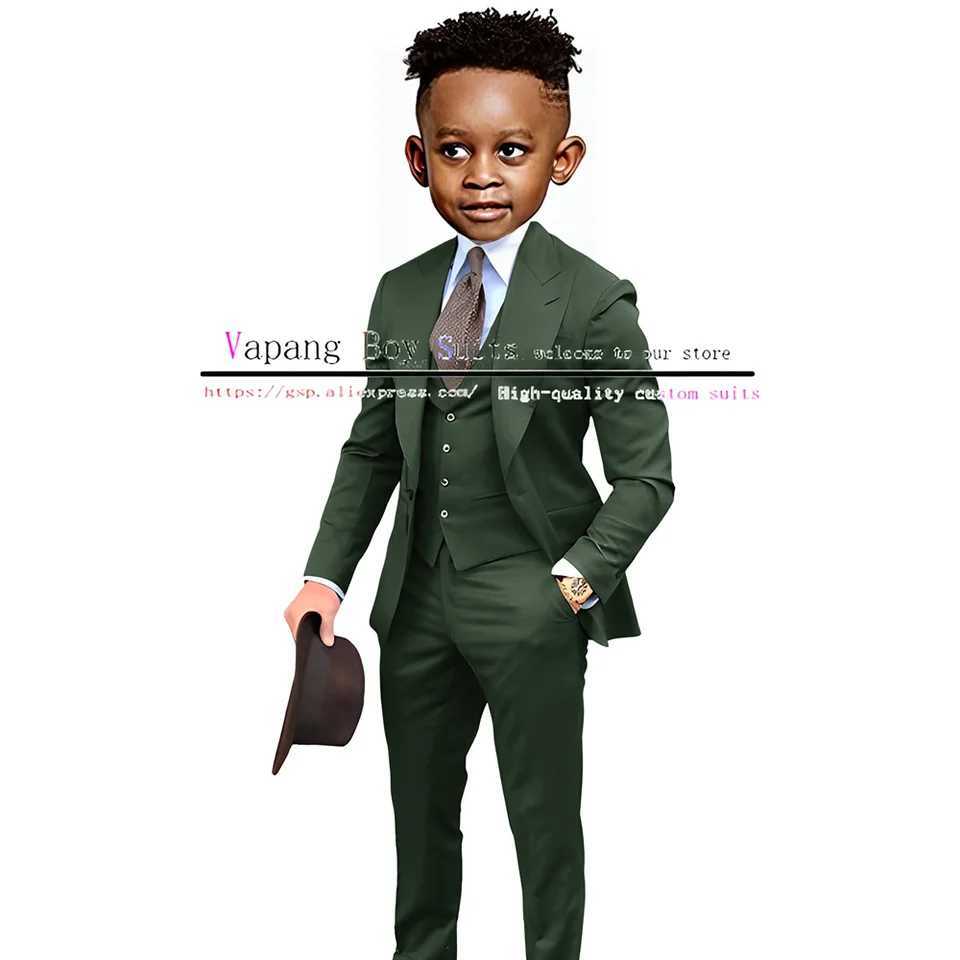 Suits Boys Suits Jacket Pants Vest 3 Piece Set Formal Wedding Tuxedo Fashion Clothes for Kids Peak Lapel Blazer ChildL488