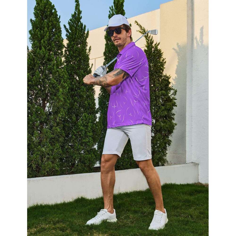 Fashion Mens Polo shirt Quick-Dry Moisture Wicking Short Print Funny Golf Shirts Collared Shirt Polos shirts tshirt Casual tops summer clothes