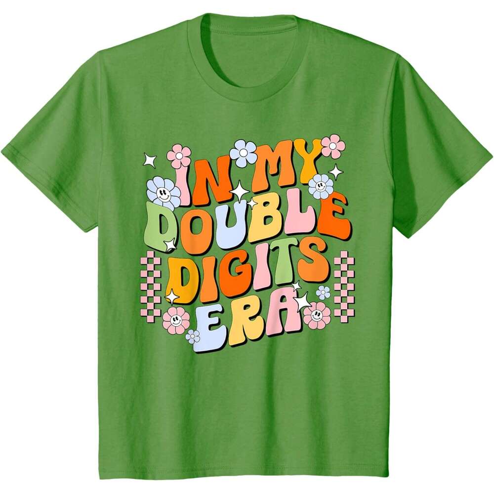 T shirt for Mens Womens In My Double Digits Era Retro 10 Year Old 10th Birthday Girl T-Shirt Shirts Tshirt Graphic Tee Casual Tops Clothes Short sleev