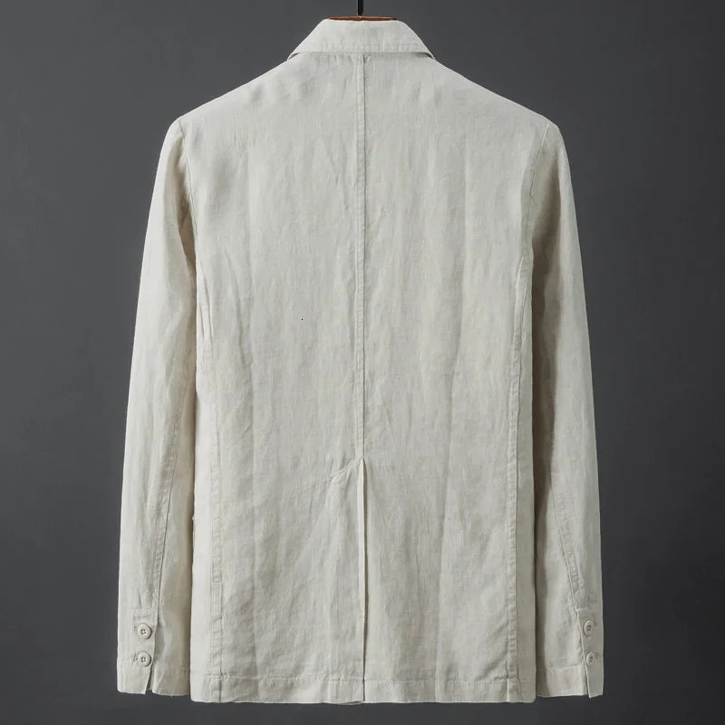 White cotton linen suit mens spring and summer solid color slim fit casual business thin jacket comfortable breathable 240812