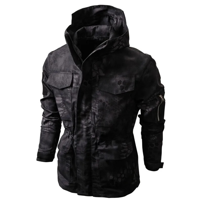 autumn mens outdoor sports camouflage workwear zipper hooded jacket 240812