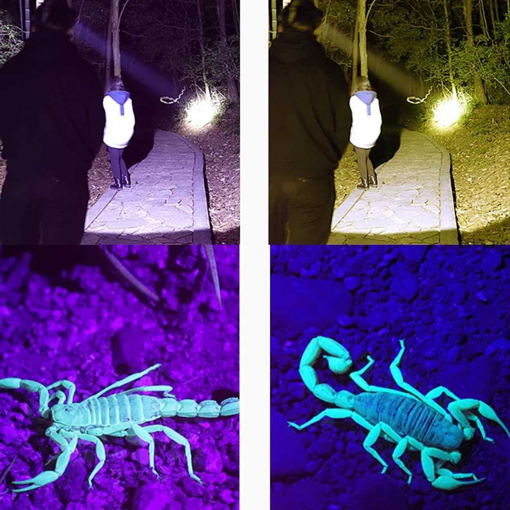 Powerful 111LED Headlamp 395nm UV Yellow LED Scorpion lamp Handheld Searchlight 18650 Camping Fishing Head Torch Light 4ModesCL240807