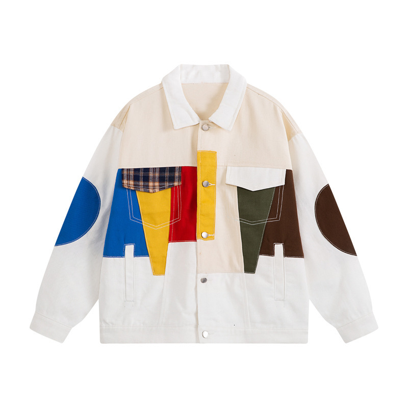 American Fashion style Personalized Contrasting Color Splicing Casual Jacket for Men and Women Fashionable High Street Niche Rich and Loose Versatile 