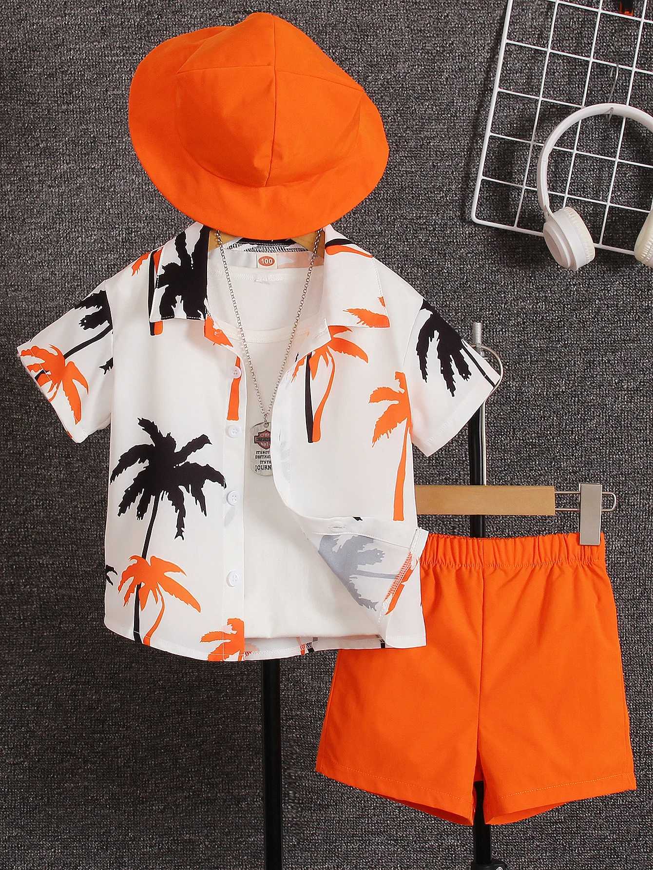 Clothing Sets Three-piece summer 2 to 7-year-old boys and girls can choose a variety of colors holiday fresh coconut print short-sleeved shirtL488