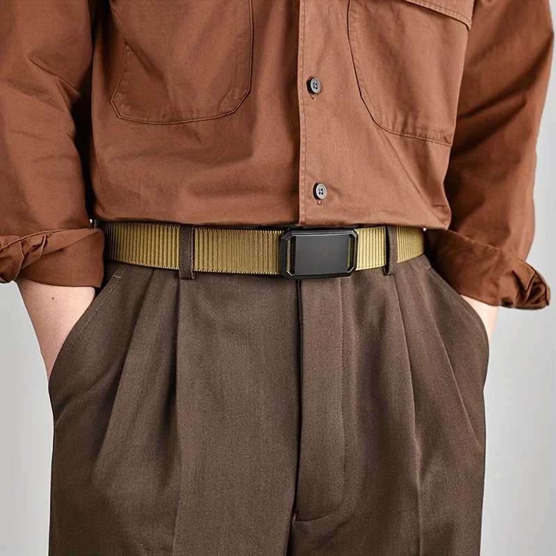 Metal automatic buckle nylon mens tactical belt mens military waist canvas belt high-quality waist belt W240807