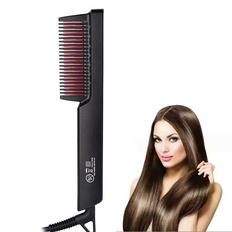Hot selling multifunctional straight hair brush mens beard straightener portable female hairstyle styling tool W240807