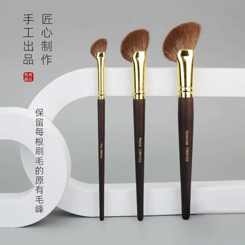 1pc Goat hair Powder Makeup brush Half Fan Make up brushes Blush Contour Bronzer Highlight Blending MultiFunction cosmetic tools Y240807 - view 3
