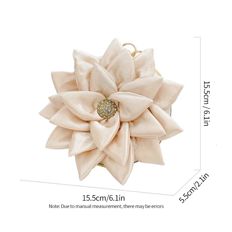 Flower womens handbag champagne handbag almond dinner handbag fairy wedding party cocktail Minaudiere shoulder bag coin wallet 240807