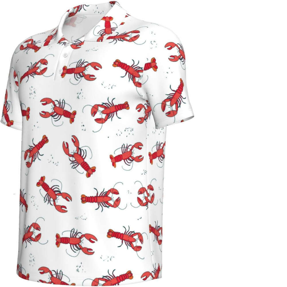 Fashion Mens Polo shirt Lobster Shrimp Cool Print Men-Funny Golf for Mens Polo T Shirts Short Sleeve Polos Polos shirts tshirt Casual tops summer clot