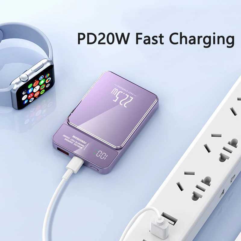 PD22.5W Fast Charging Power Bank 15W Magnetic Wireless Charger For iPhone 15 14 13 12 Samsung S23 xm Powerbank Magnetic RingCL240808