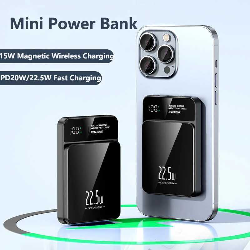 PD22.5W Fast Charging Power Bank 15W Magnetic Wireless Charger For iPhone 15 14 13 12 Samsung S23 xm Powerbank Magnetic RingCL240808