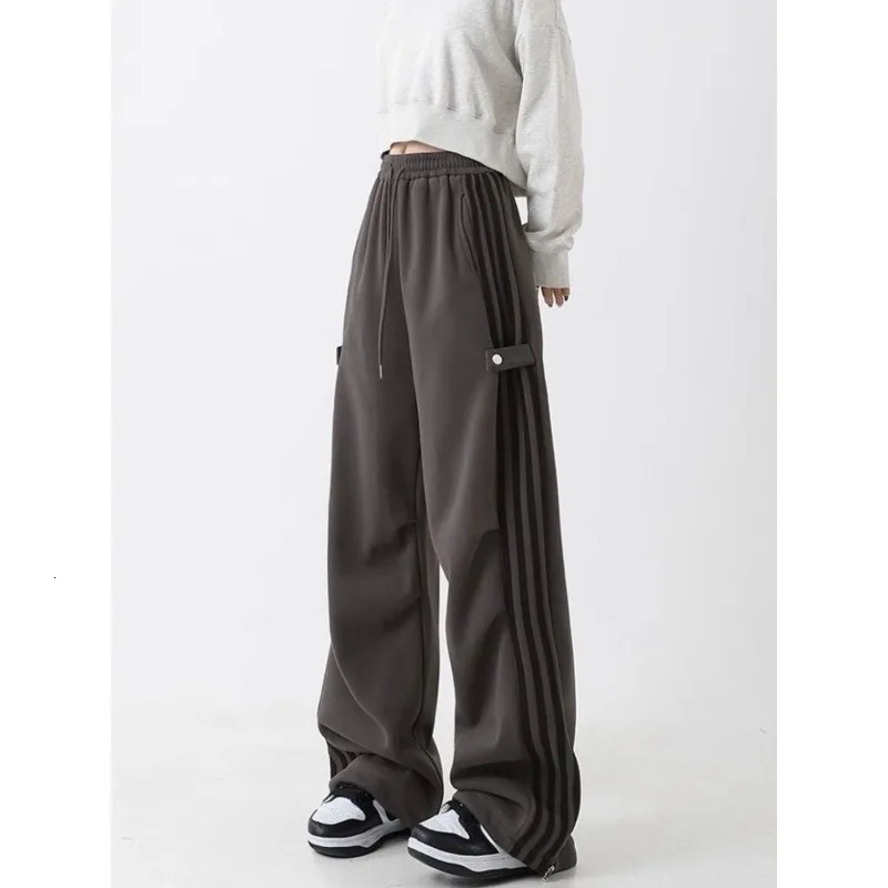 QWEEK Y2k Striped Swestpants Woman Sports Baggy Korean Fashion Pants Streetwear Cargo Harajuku Spring Trousers Vintage Aesthetic 240821