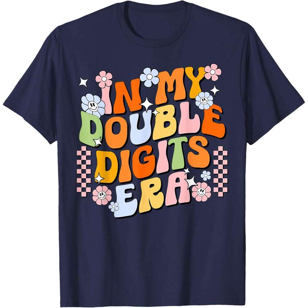 T shirt for Mens Womens In My Double Digits Era Retro 10 Year Old 10th Birthday Girl T-Shirt Shirts Tshirt Graphic Tee Casual Tops Clothes Short sleev