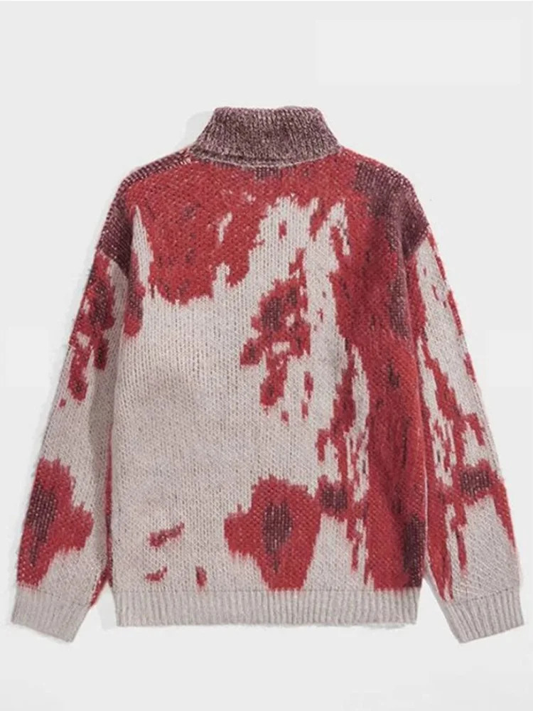 BIG PROMOTION Y2K European and American Style Autumn and Winter Mens Gradual Graffiti Round Neck Loose Trendy High Neck Sweater 240808