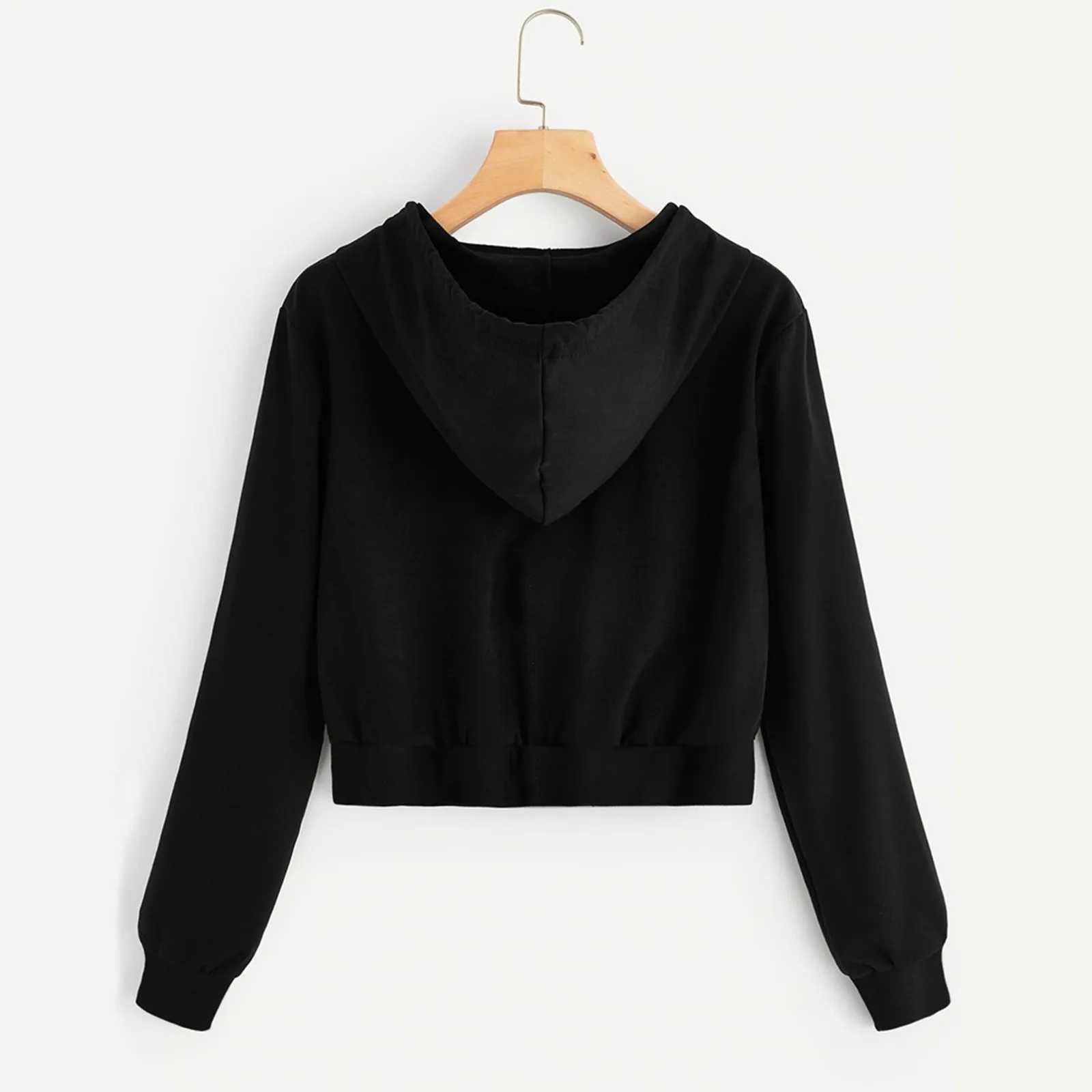 Zip Up Hoodie Women Solid Color Crop Top Y2k Aesthetic Hooded Tops Loose Leisure Academy Cardigan Tracksuits Autumn SweatshirtsLX241104