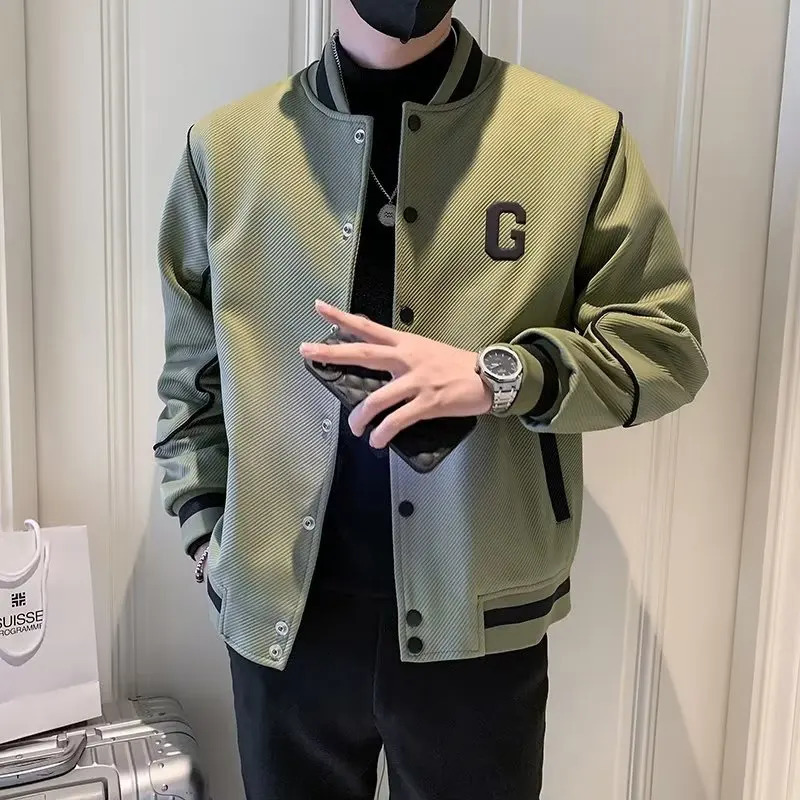 mens solid color stand up collar long sleeved button down casual jacket S3XL 240827
