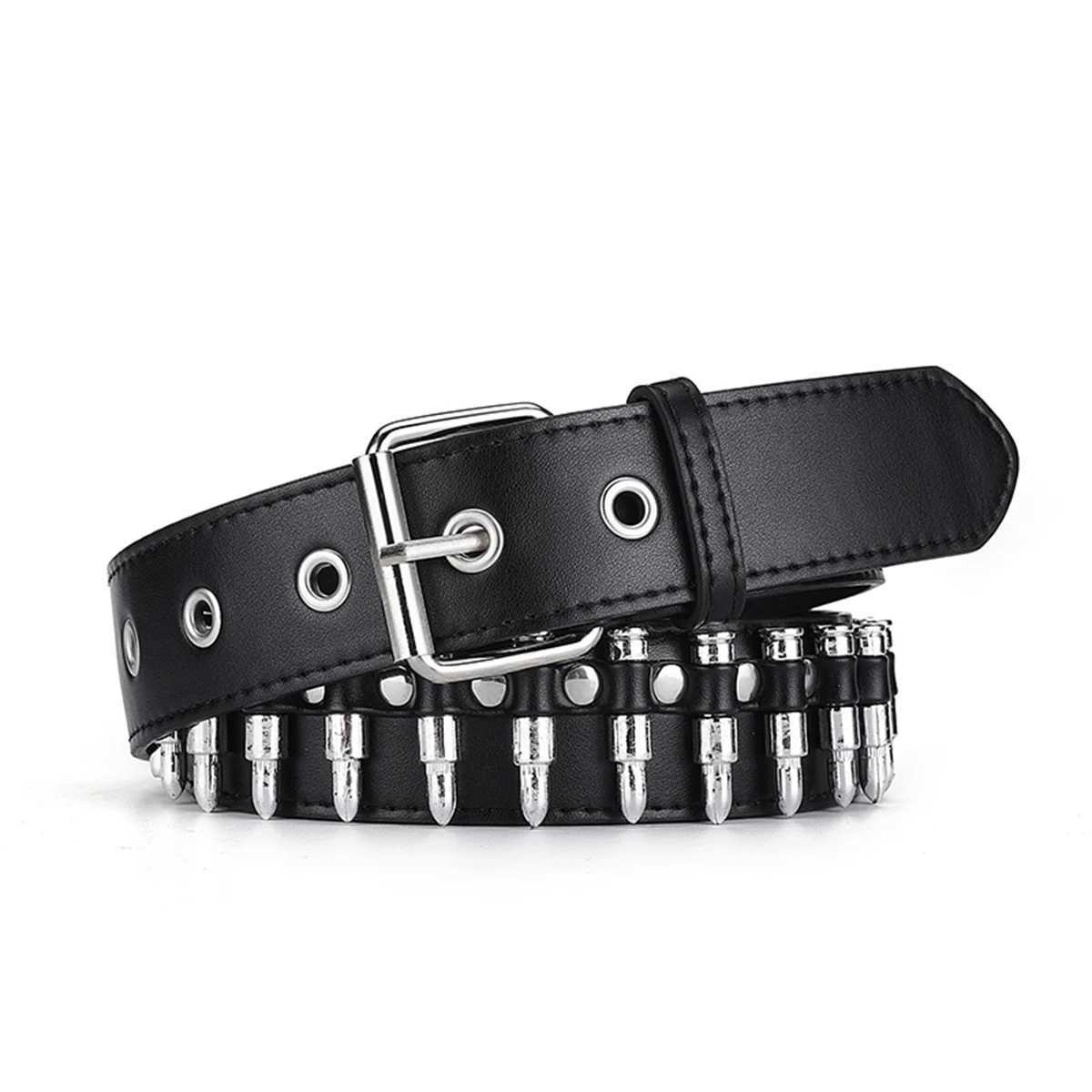 Mens Bullet Wide Belt Punk Style Personalized Womens Belt Neutral W240807