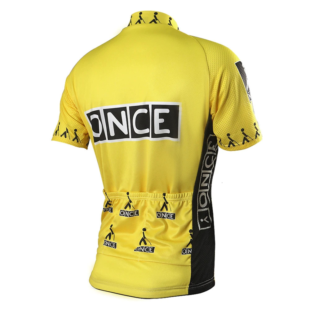 ONCE Cycling Jersey yellow shirt Mtb Short Sleeve Set Equipment Team Clothes Bike ONCE Summer Clothing Pro Bib pant 240807