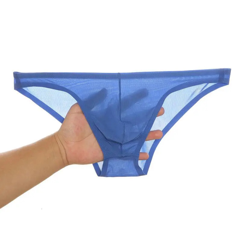 Ice silk seamless ultrathin transparent sexy dress for men breathable underwear pockets bikini sneakers 240807