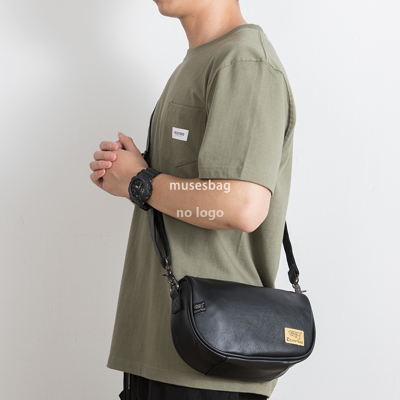 Japanese fashion shoulder bag PU leather casual mobile phone bag Men's fashion Korean small body bag retro classic crossbody bag