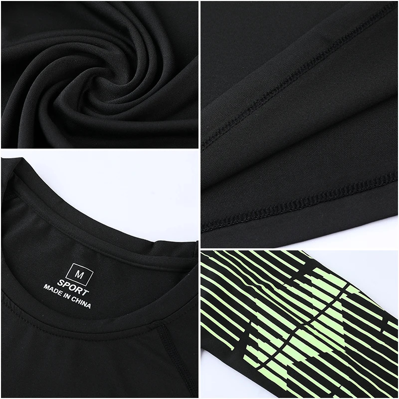 Gym fitness Tshirt mens long sleeved summer jersey legged Rashguard compression tight fast drying 731 240827