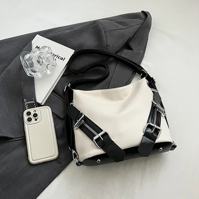 High Quality Interior Compartment PU Womens Tote Bag Large Capacity Zipper Lightweight Shoulder Bag Youth Trendy Backpack 240808