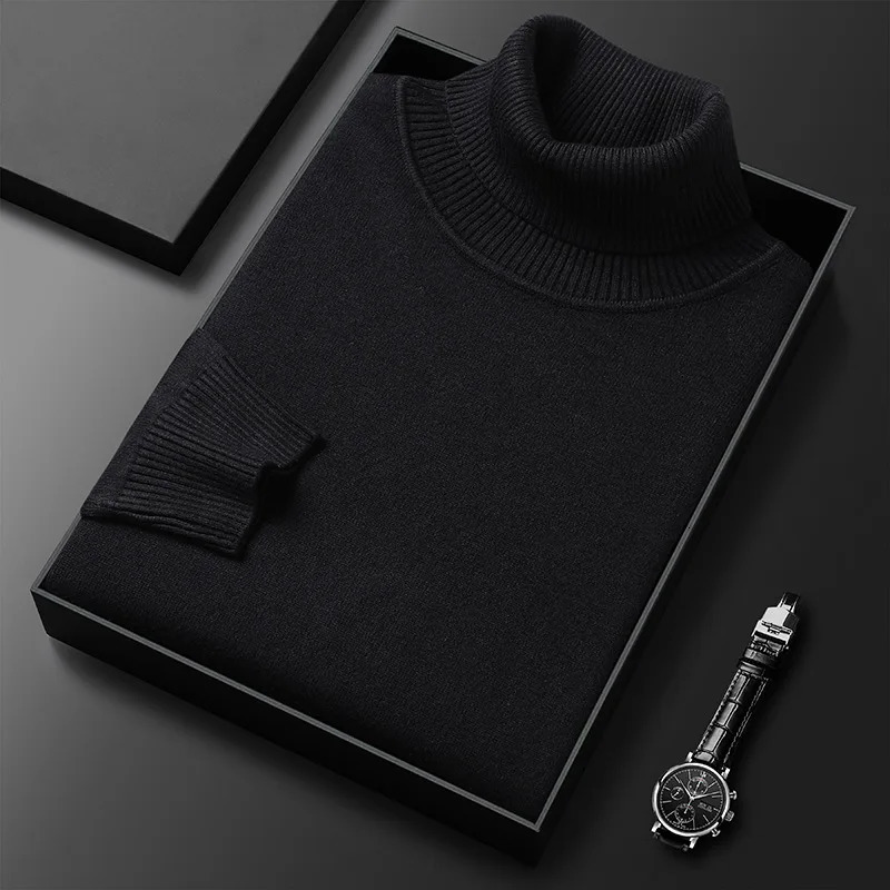 Autumn and Winter Men Cashmere Sweater Mens Wool Pullover High Collar Soft and Warm Pullover Knitted Sweater Mens Sweater 240816