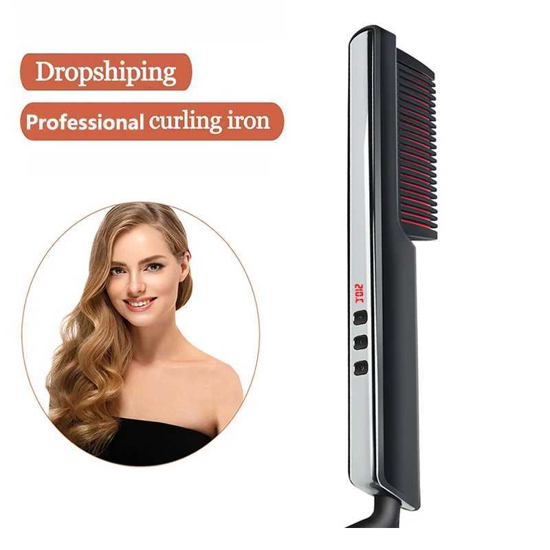 Hot selling multifunctional straight hair brush mens beard straightener portable female hairstyle styling tool W240807