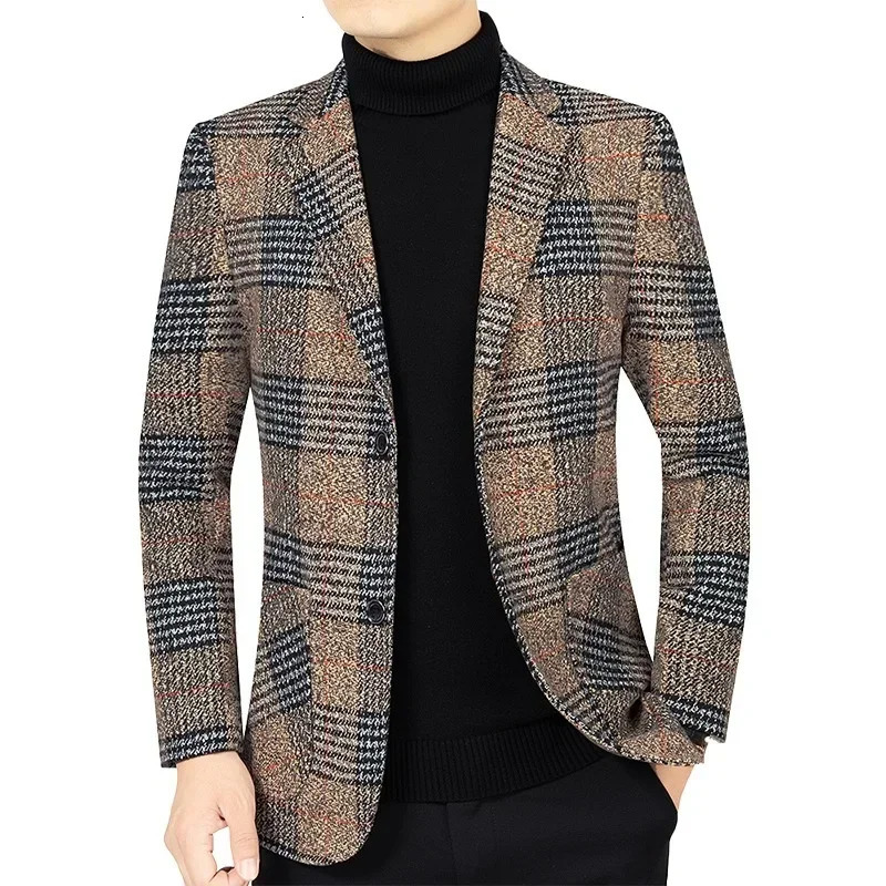 Spring Autumn Business Casual Suits Jackets Coats Men Plaid Blazers Male Formal Wear Slim Fit Size 4XL 240807