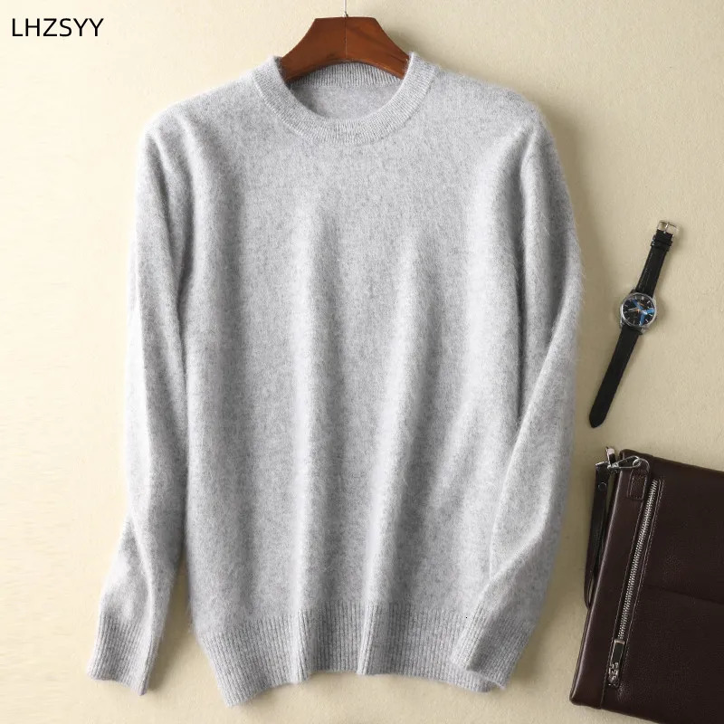 Mens 100% pure Mink Cashmere Sweater O-Neck Pullovers Knit Large Size Mink Sweater Winter Tops Long Sleeve High-End Jumpers i240816