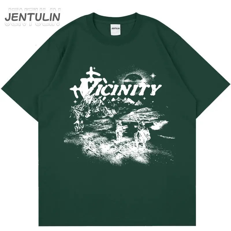 Punk Hidden Hills Graphic Tshirt Harajuku oversized mens cotton aesthetic fashion Korean style top Y2K street clothing hiphop 240822