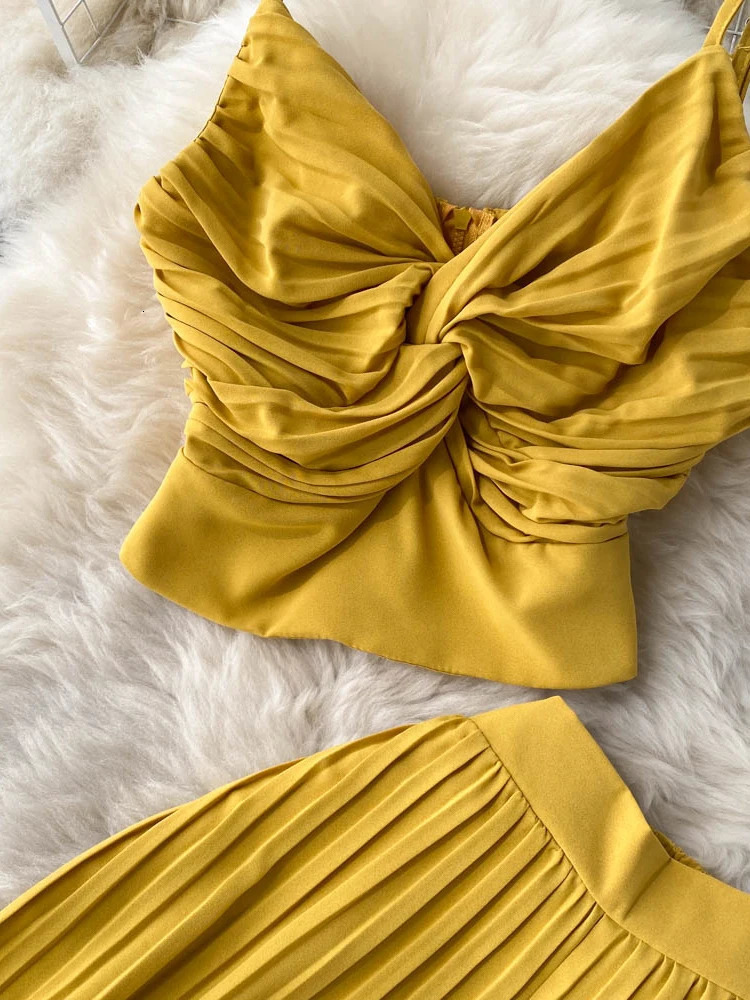 Summer Women Solid Sexy Holiday Pants Suit Female Spaghetti Strap Tops High Waist Long Pants Two Piece Set 240813