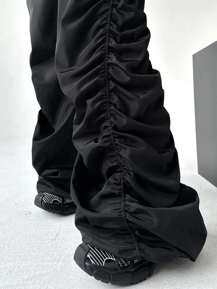 Black Baggy Pants Women Shirring Pockets High-waist Casual Trousers Streetwear Cargo Spring Comfortable Vintage Harajuku Fashion Z260312