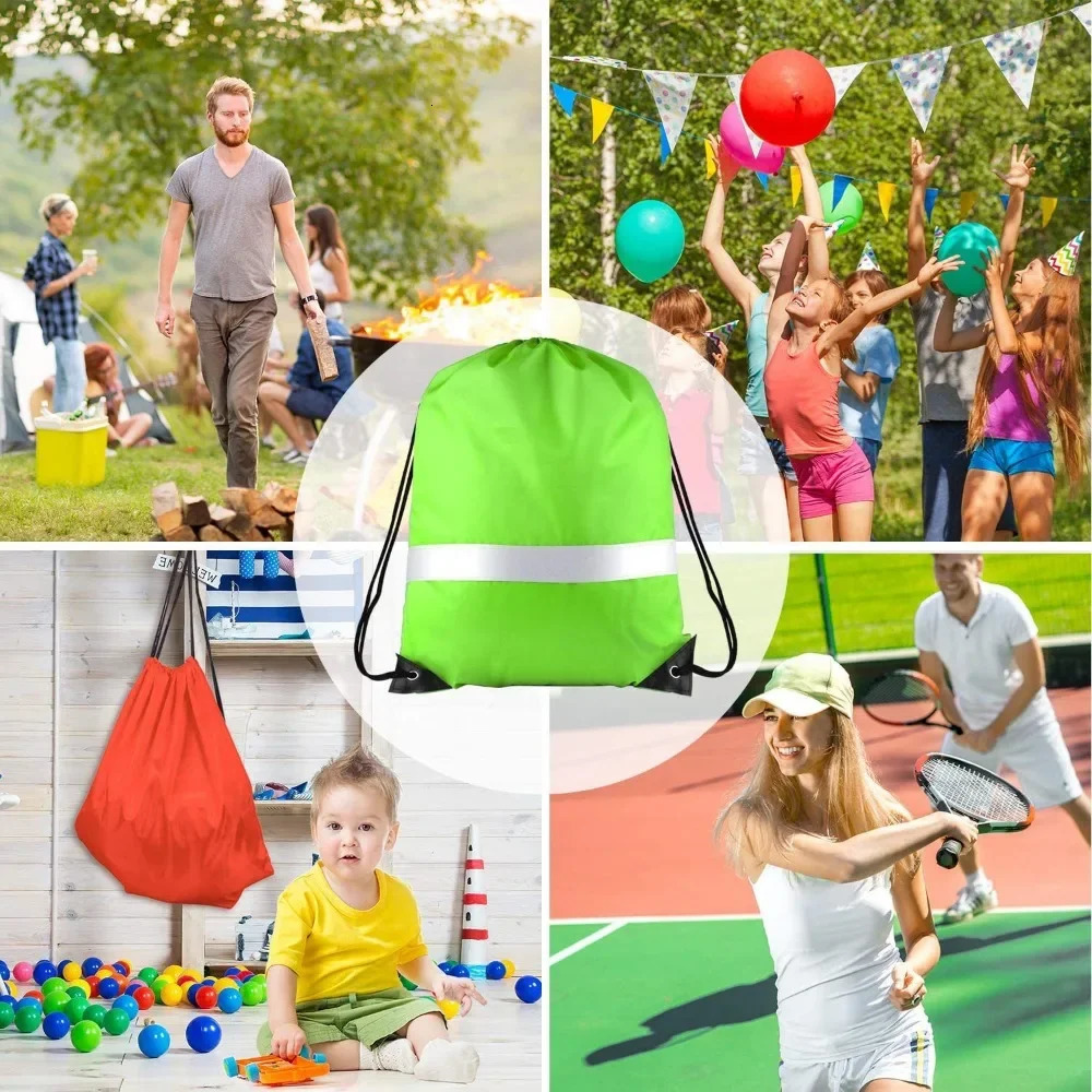 43x34cm Portable Drawstring Reflective Backpack Outdoor Gym Swimming Sports Travel Bag Waterproof Beach Pocket 240808