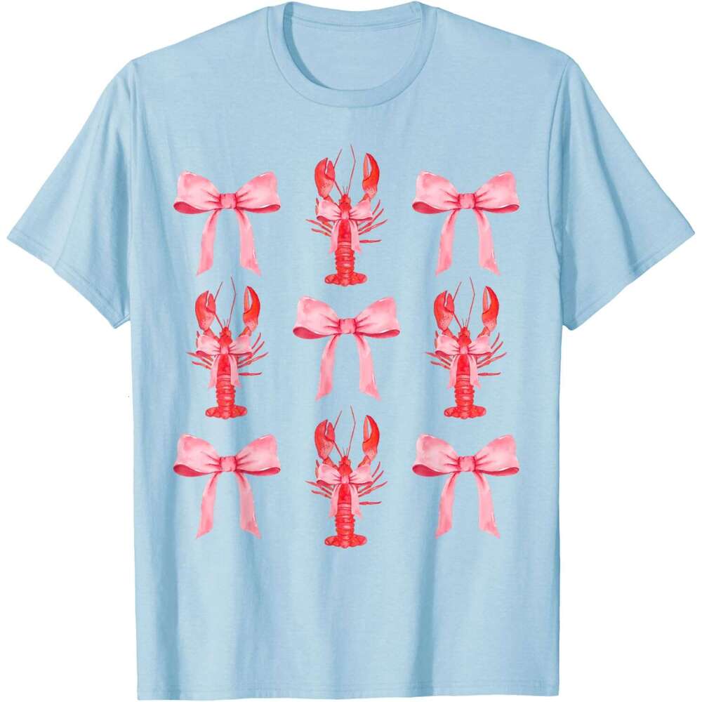 T shirt for Mens Womens Pink Bow Cute Coquette Crawfish y2k Clean Girl Aesthetic T-Shirt Shirts Tshirt Graphic Tee Casual Tops Clothes Short sleeve