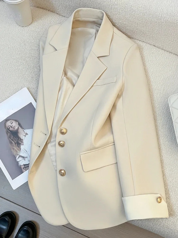 Fashion Women Sense Niche Loose Milk White Blazer Jacket Spring Female Korean Commuting Splicing Suit Tops Coat 240808