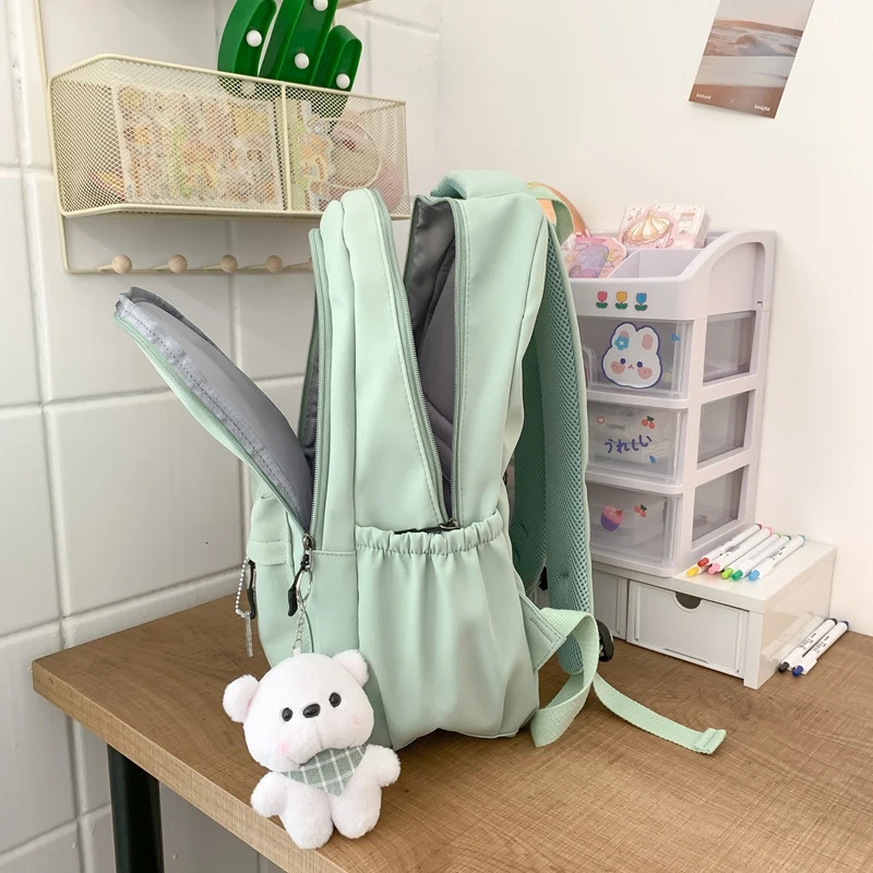 Waterproof Teenage Bookbag Nylon Rucksack Fashion Backpack Women Shoulder Bag High School Schoolbag Black 240808