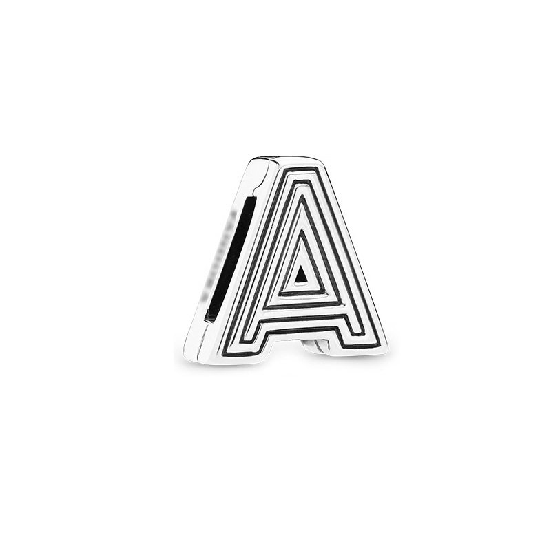 925 Sterling Silver 26 Alphabet Letters Silicone Inside Fi Clip Fit Flat Bracelet Fine Women Jewelry Brithday Gift
