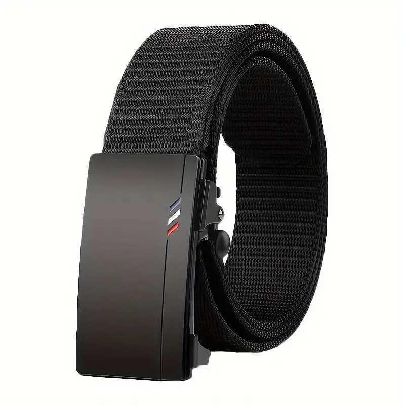 Mens Outdoor Leisure Sports Belt Toothless Quick Release Automatic Buckle High Quality Black Belt W240807
